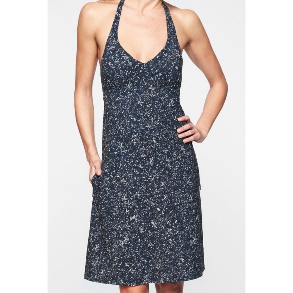 Athleta Navy and White Halter Mini Dress